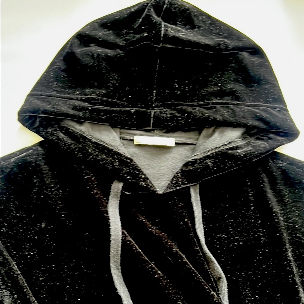 Chic Black Velvet Hoodie